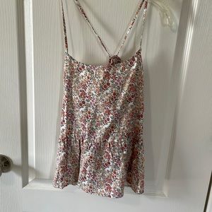Floral tank with tie in back